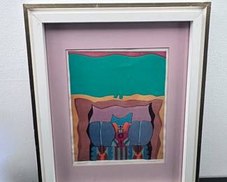 Artist signed Altschaffel, print screen #12/30 measures 14.5" x 18" overall incl frame