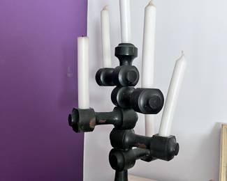 MID CENTURY WOODEN CANDLE HOLDER
