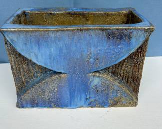 1972 GERMANY ARTIST MADE FOR GALLERY BLUE GLAZE STONEWARE