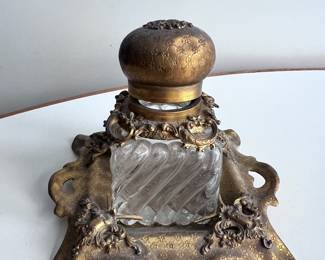 Antique Brass Inkwell