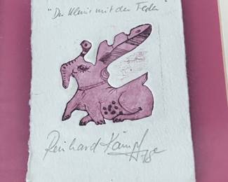Reinhard Kampf 1978 Etching One with the Feathers