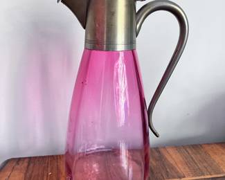 VICTORIAN CRANBERRY AND SILVER CARAFE