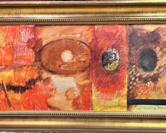 Vintage Large Schlotterbeck Oil Abstract with Eggs Framed Art