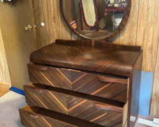 (19) Antique Art Deco Dresser w/Mirror   44"Wx22"Dx65"H   $235