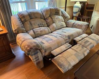 (7)  Plaid Double Loveseat Manual Recliner  70"Wx36"Dx40"H   $255