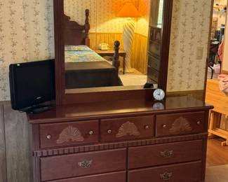 (14)  Dresser w/Mirror  58"Wx17"Dx22"H   $225