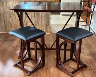 (11)  Drop Leaf Bar Height Table w/2 Stools  48"Wx32"Dx36"H   $215