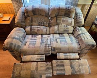 (7)  Plaid Double Loveseat Manual Recliner  70"Wx36"Dx40"H   $255
