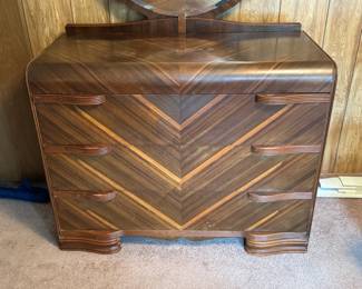 (19) Antique Art Deco Dresser w/Mirror   44"Wx22"Dx65"H   $235
