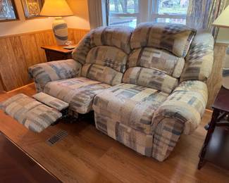 (7)  Plaid Double Loveseat Manual Recliner  70"Wx36"Dx40"H   $255