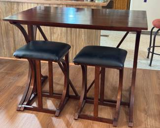 (11)  Drop Leaf Bar Height Table w/2 Stools  48"Wx32"Dx36"H   $215