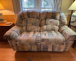 (7)  Plaid Double Loveseat Manual Recliner  70"Wx36"Dx40"H   $255
