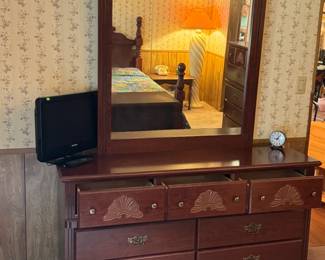 (14)  Dresser w/Mirror  58"Wx17"Dx22"H   $225