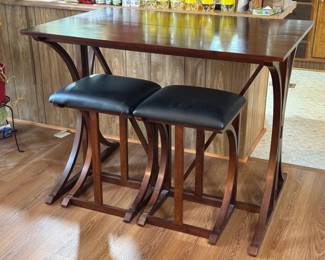 (11)  Drop Leaf Bar Height Table w/2 Stools  48"Wx32"Dx36"H   $215