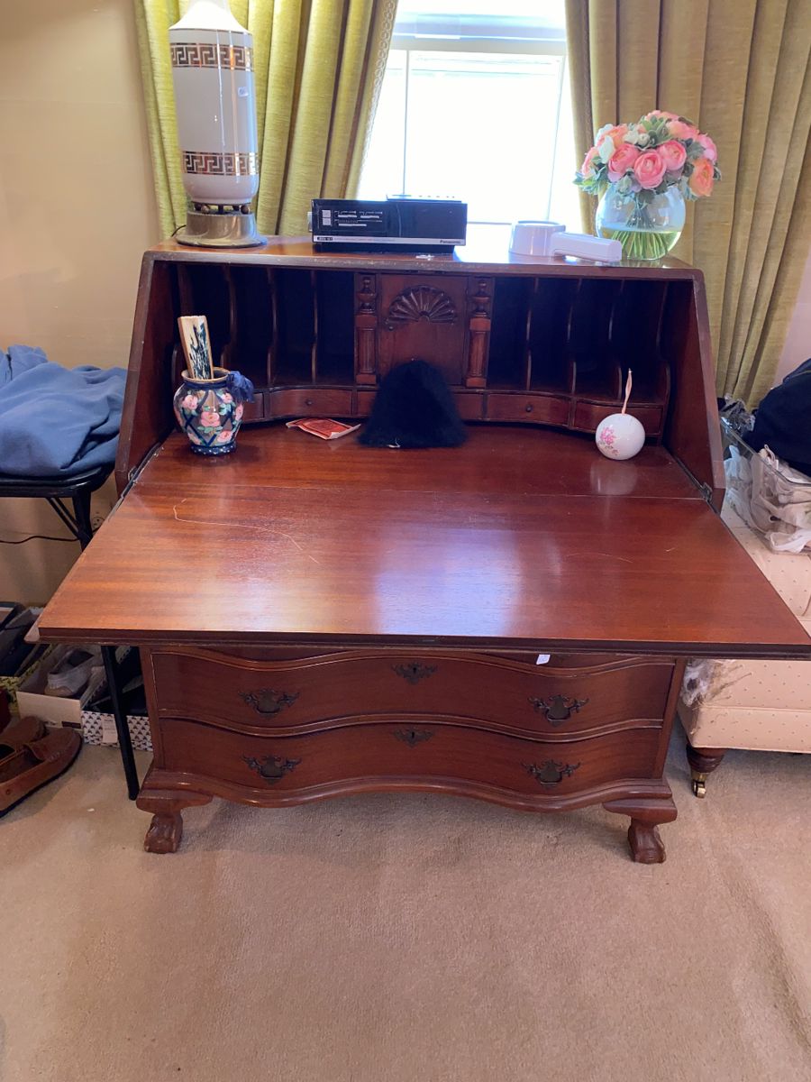 Drop front desk with 4 drawer storage 