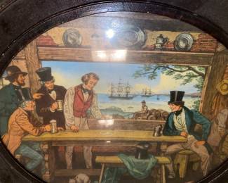 Oval framed bar art