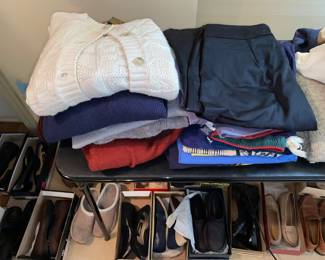 Women’s shoes and sweaters