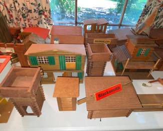 Wood frontier town buildings 