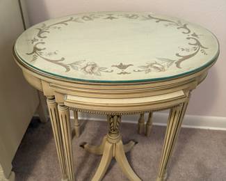 Antique cream painted French Nesting side table Imperial Grand Rapids
