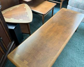Lane Acclaim - Two Step end tables (2), Semi Surfboard coffee table, Guitar pick table