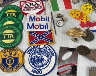 LOT 530 SO MUCH MORE IN THIS LOT! COLLECTIBLES PATCHES PINS ZIPPO CHAMP LIGHTER