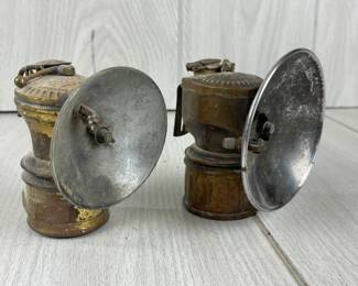 LOT 512 ANTIQUE CARBIDE MINING LAMPS JUSTRITE & AUTO LITE COAL MINER