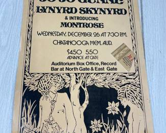 LOT 488 ROCK CONCERT POSTER LYNRD SKYNRD CHATANOOGA *THIS POSTER IS PART OF A LARGER LOT W SEVERAL POSTERS - SEE AUCTION FOR DETAILS