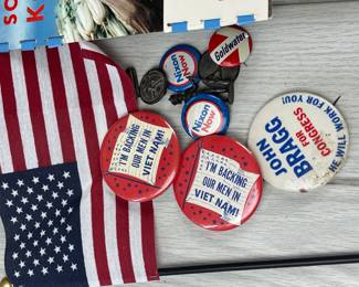 LOT 506 WAR POLITICAL POLITICS MILITARY COLLECTIBLES SHIP MENUS MAGAZINES NIXON GOLDWATER VIETNAM WWII INFANTRY MUCH MORE IN THIS LOT! SEE AUCTION FOR INFO