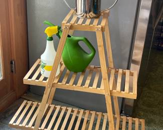 LOT 115 BAMBOO PLANT STAND & WATERING CANS