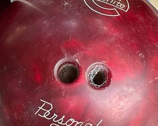 LOTS 1164 & 1165 BOWLING BALLS SHOES & MISC EBONITE BOWLING BALL