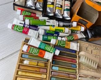 LOT 361 MUCH MORE IN THIS LOT! CHECK IT OUT! ARTIST SUPPLIES PAINTS ACRYLIC BRUSHES EASEL PAING ART