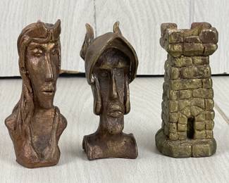 LOT 536 BRONZE SCULPTURE FIGURINES MEDIEVAL TOWER