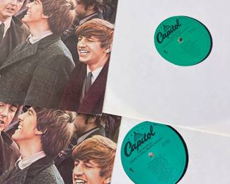 LOT 470 & 471 ALL BEATLES! COLLECTIBLES VINYL LP BOOKS POSTERS BEATLES BEATLEMANIA GEORGE HARRISON LP VINYL RECORDS