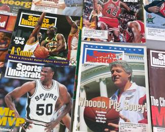 LOTS 1106 - 1108 VINTAGE SPORTS ILLUSTRATED GEORGE FOREMAN MICHAEL JORDAN BILL CLINTON SAN ANTONIO SPURS CHICAGO BULLS