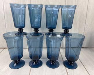 LOTS 14 - 16 LENOX ANTIQUE BLUE HAND BLOWN GLASS TUMBLERS