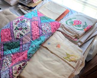 Embroidered cross stitch linens