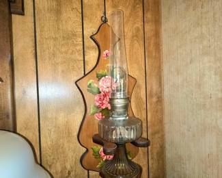 Floral painted wall oil lamp