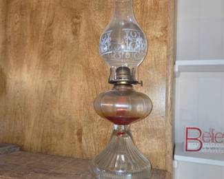 Antique glass oil lamp