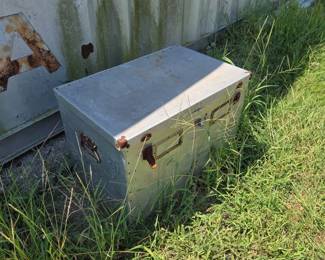 Metal tool box storage trunk