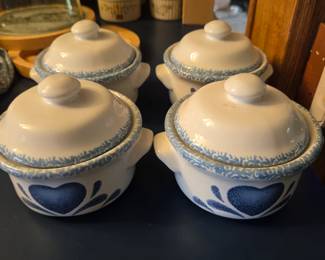 Blue heart vintage stoneware set