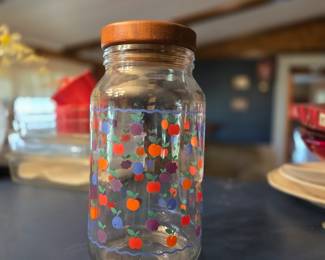 Vintage fruit themed glass jar