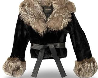 House of Dereon Mink & Fox Fur Short Bolero Jacket