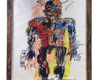 Jean Michel Basquiat Abstract Male Serigraph