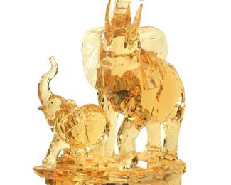 Brimex Acrylic Amber Lit Elephant Mother & Baby