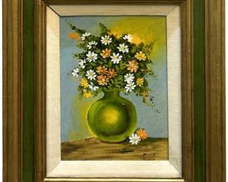 Signed Millie Bishop “Daisies" Acrylic on Panel
