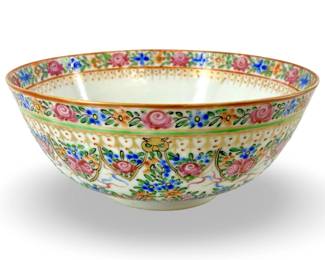 Old Floral Hand Painted Chinese Porcelain Bowl