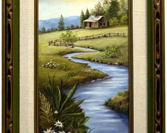 Signed Judy Cerny Detailed Landscape Oil on Panel