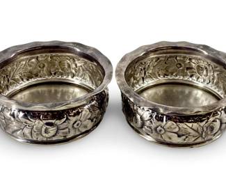 2pc Sterling Floral Embossed Spice Bowls