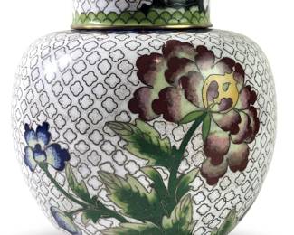 Hand Painted Chinese Cloisonné Ginger Jar