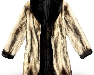 Bi-Color Mink Fur Tuxedo Long Jacket